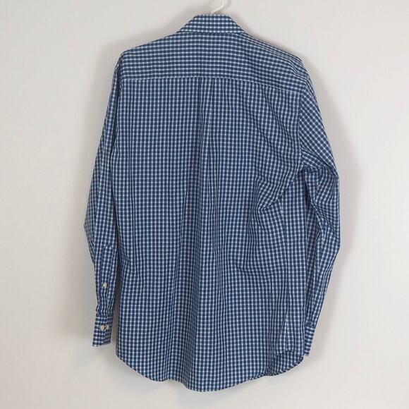 Peter Millar Crown Cotton Blue Plaid Long Sleeve Button Down Shirt Mens Medium - Picture 3 of 9